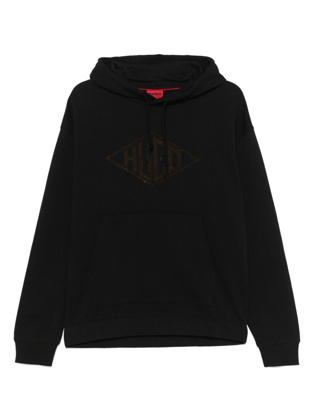 flocked-logo cotton hoodie - 1