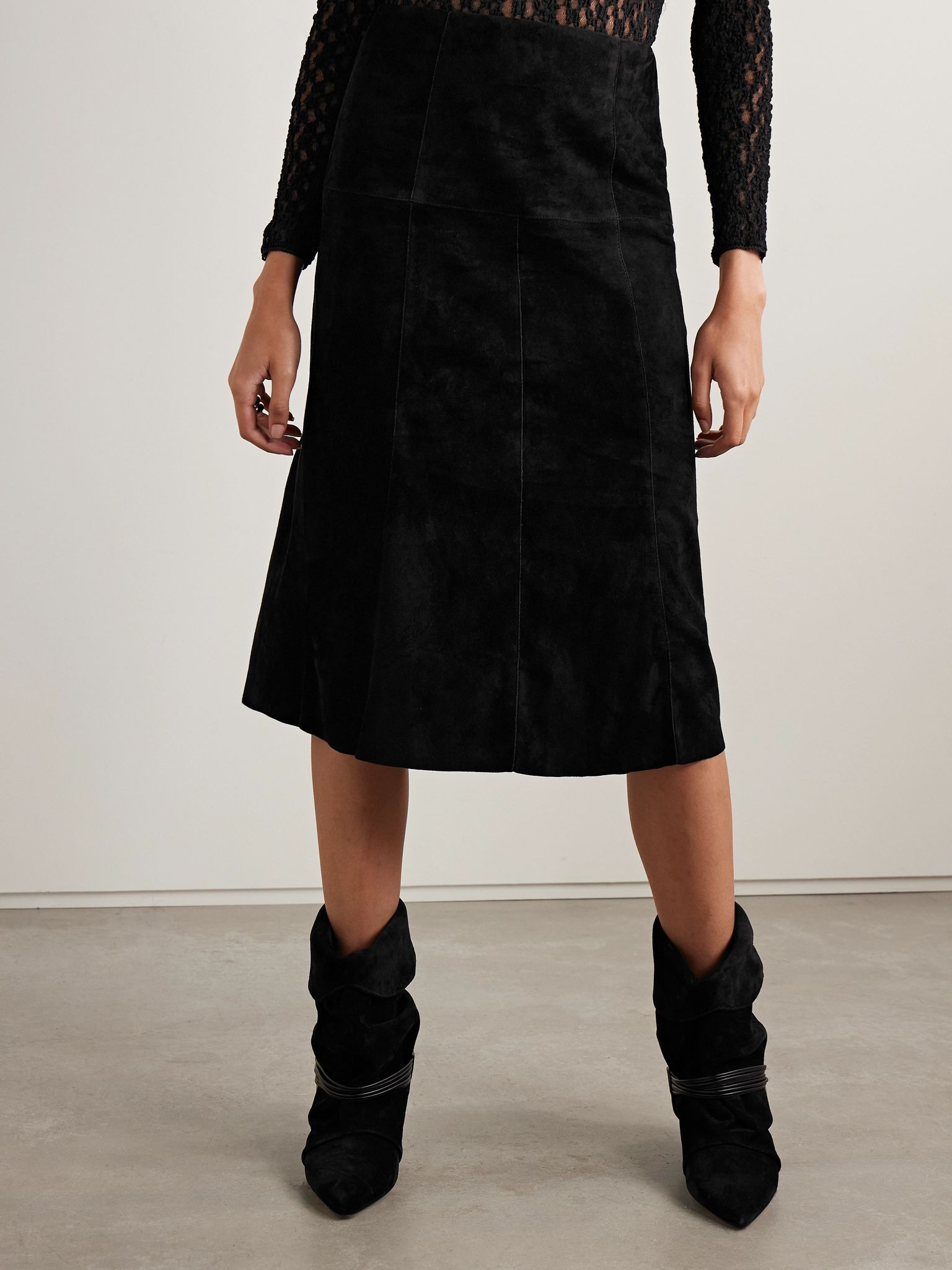 Devy suede midi skirt Black - 3