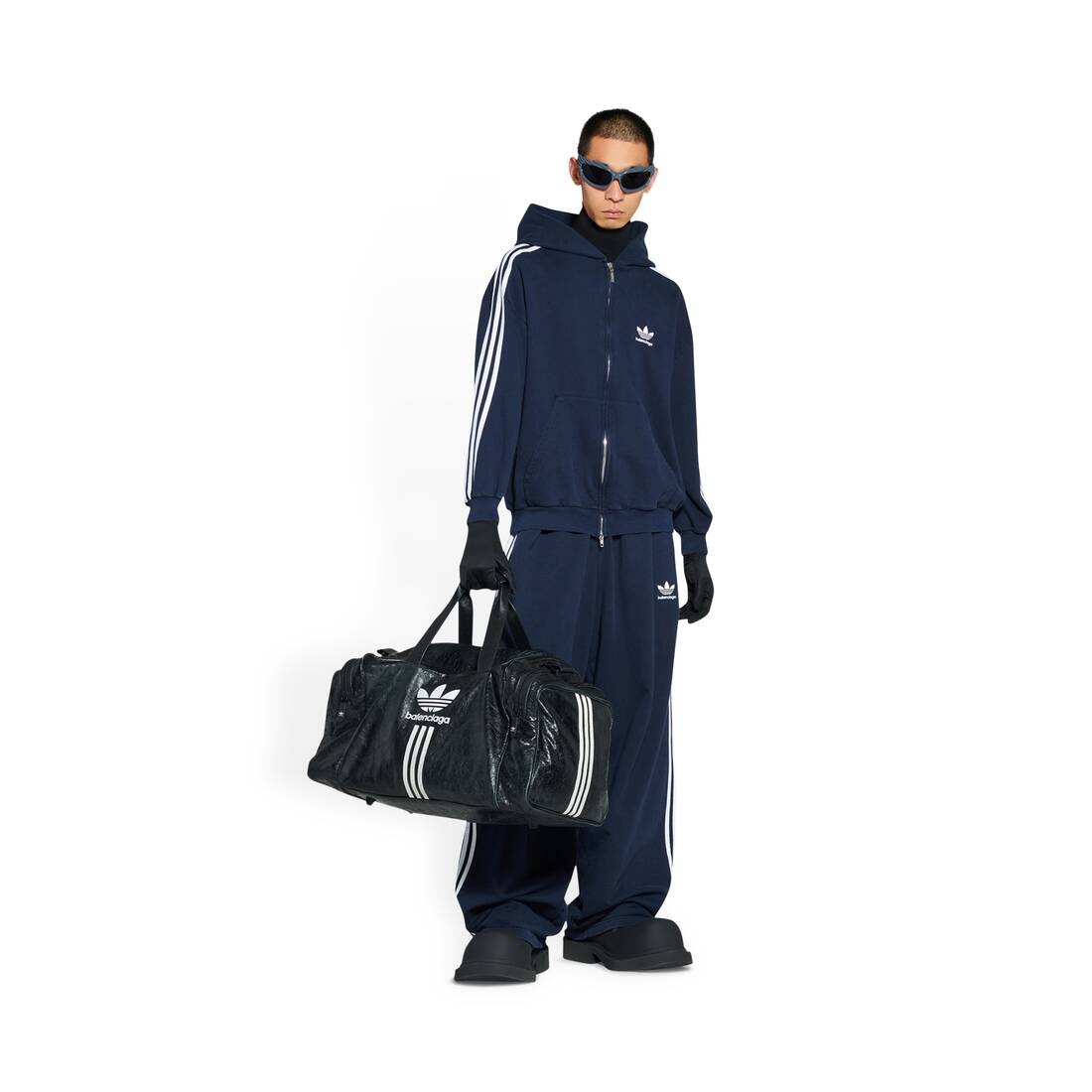 Balenciaga / Adidas Zip-up Hoodie Small Fit in Navy Blue - 2