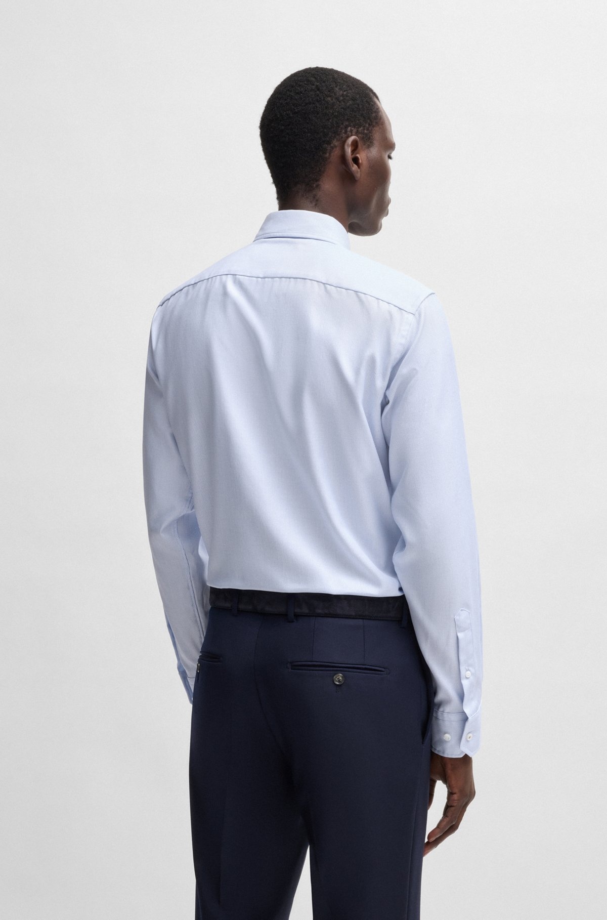 REGULAR-FIT SHIRT IN STRUCTURED CREASE-RESISTANT COTTON - 5