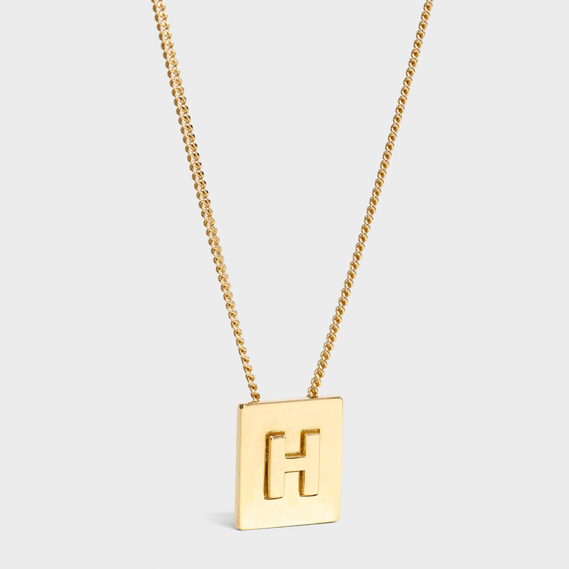 Alphabet H Necklace in Brass with Gold finish 1