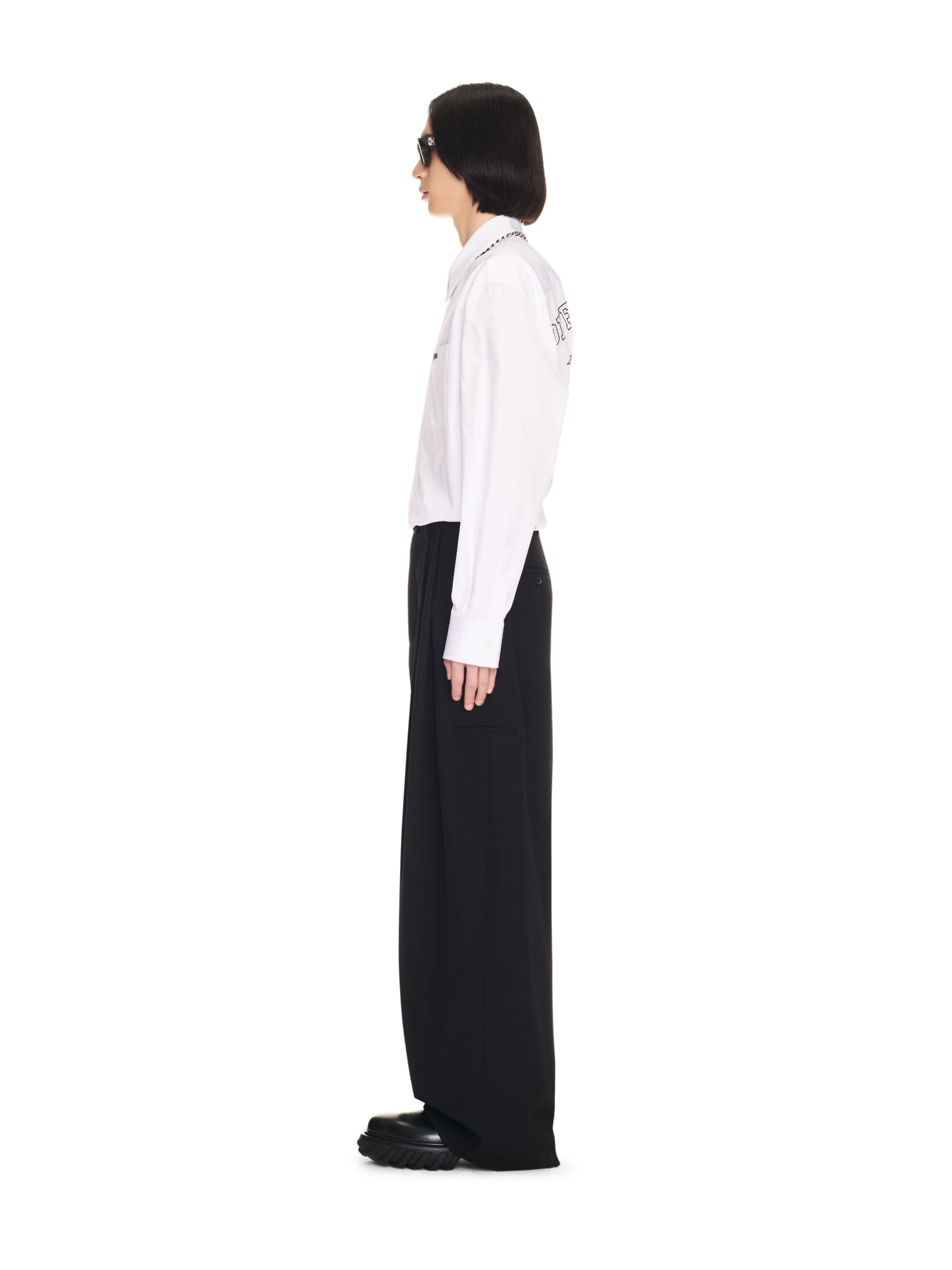 Black Wool Tailored Pants - 3
