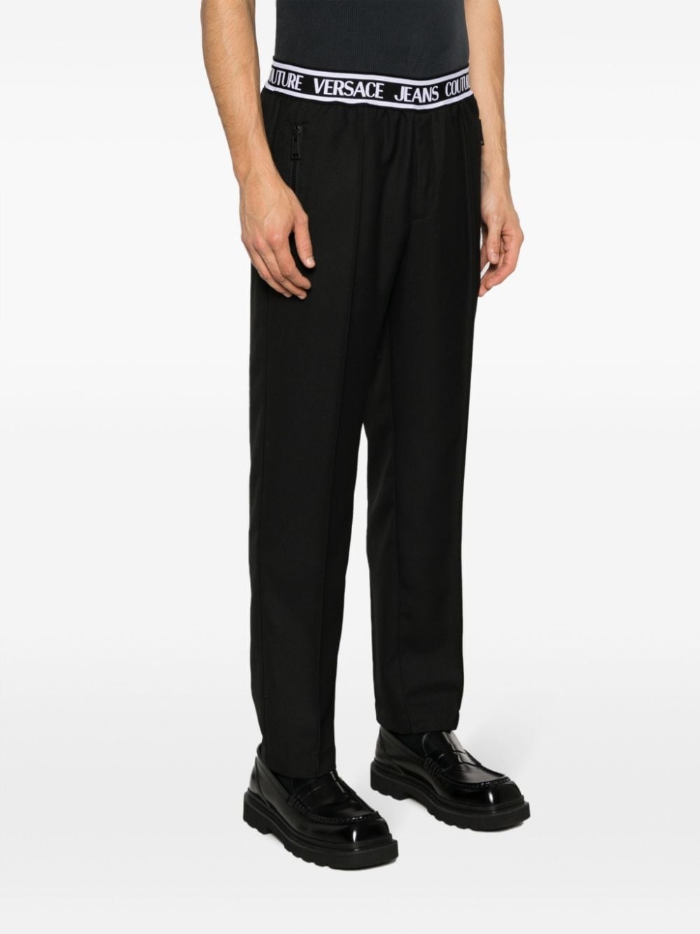 logo-waistband slim-cut trousers - 3