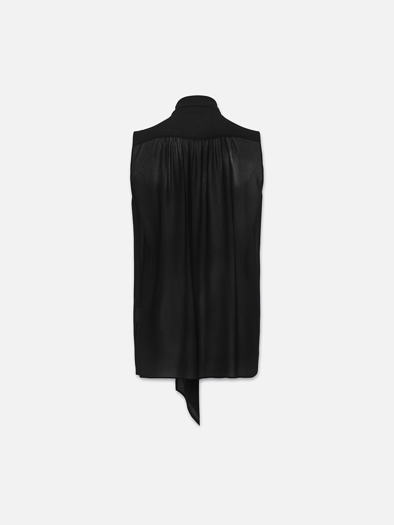 FRAME Sleeveless Bow Blouse in Black outlook