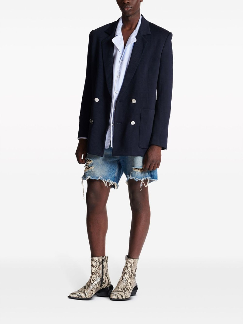 Balmain monogram-pattern double-breasted blazer outlook