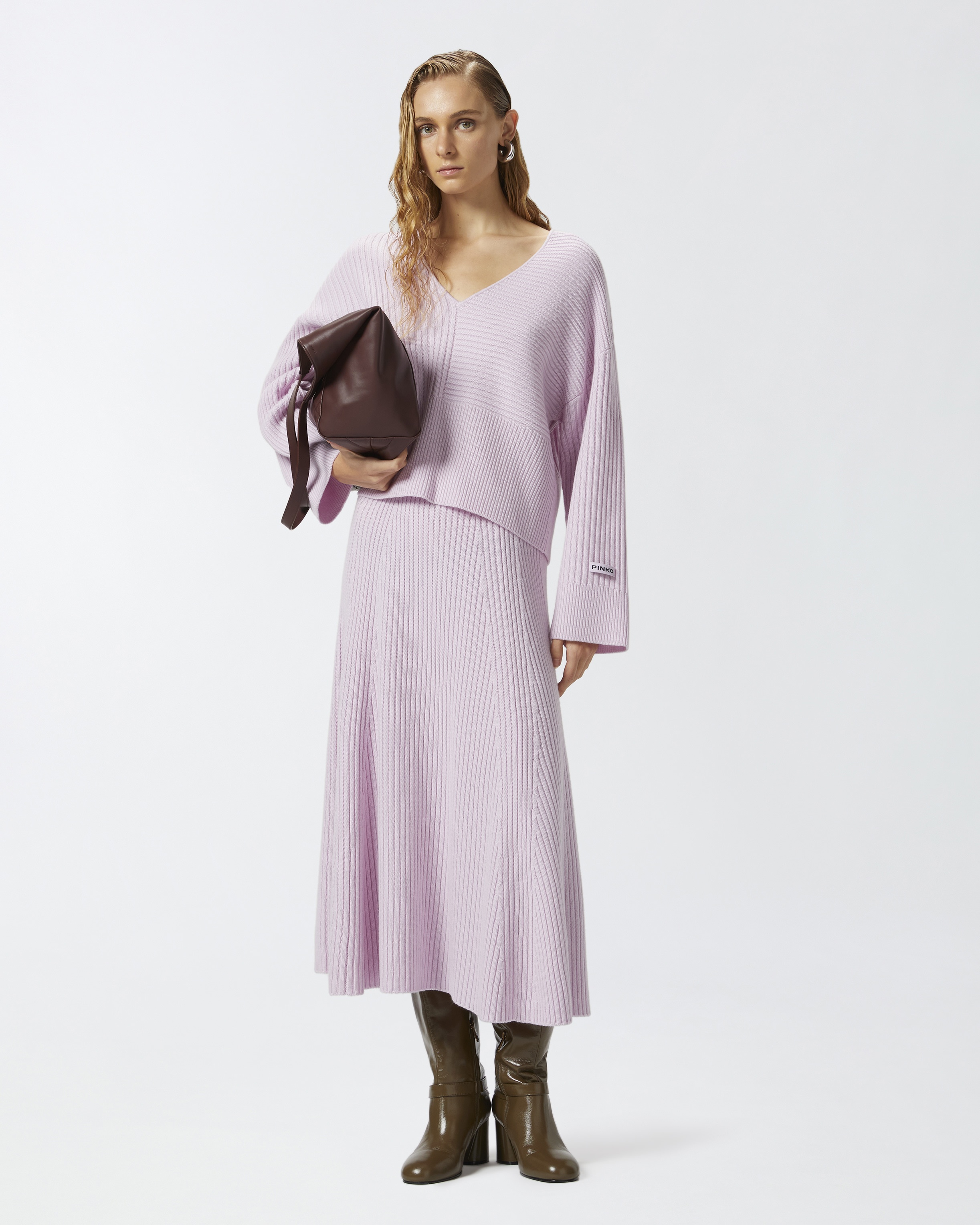 FLARED CASHMERE-BLEND RIBBED KNIT SKIRT - 2