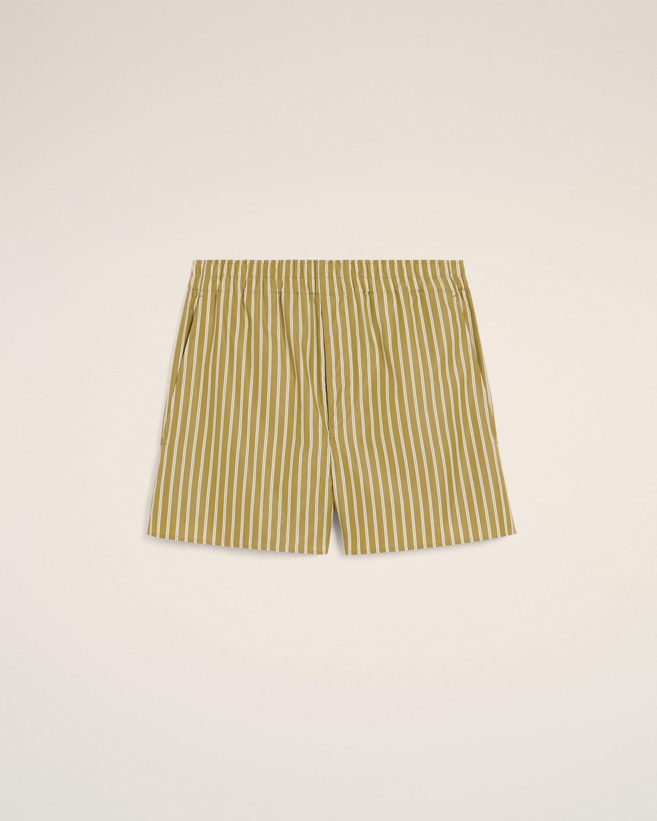 KHAKI COTTON ELASTICATED SHORT - 2