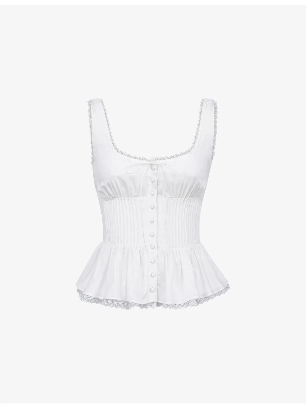 Effie Lace-Trim Button-Down Woven Top - 1