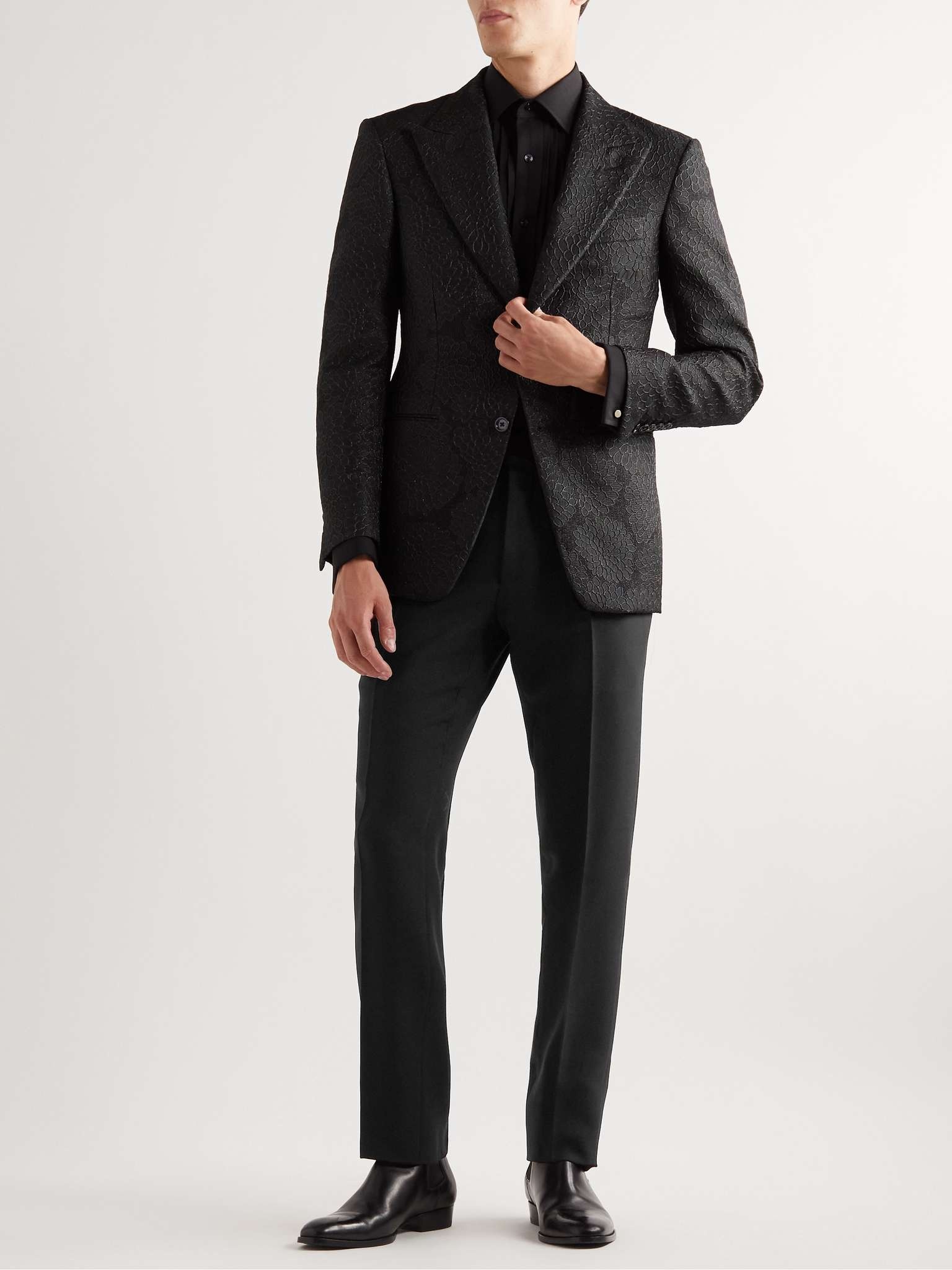 TOM FORD Straight-Leg Grain de Poudre Wool and Mohair-Blend Tuxedo Trousers  for Men