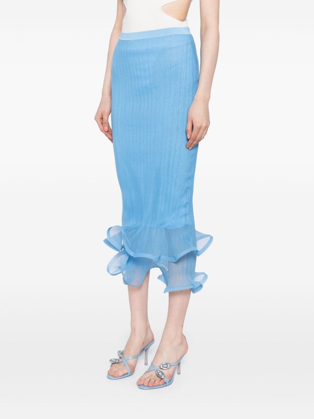 ruffle-hem plissÃ© pencil skirt - 6