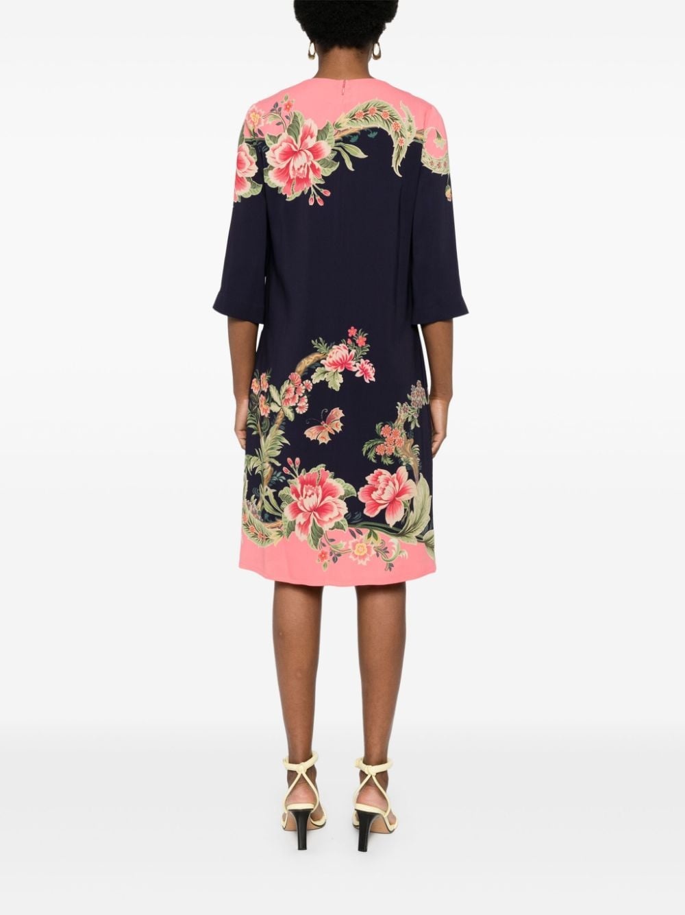 floral-print silk midi dress - 4