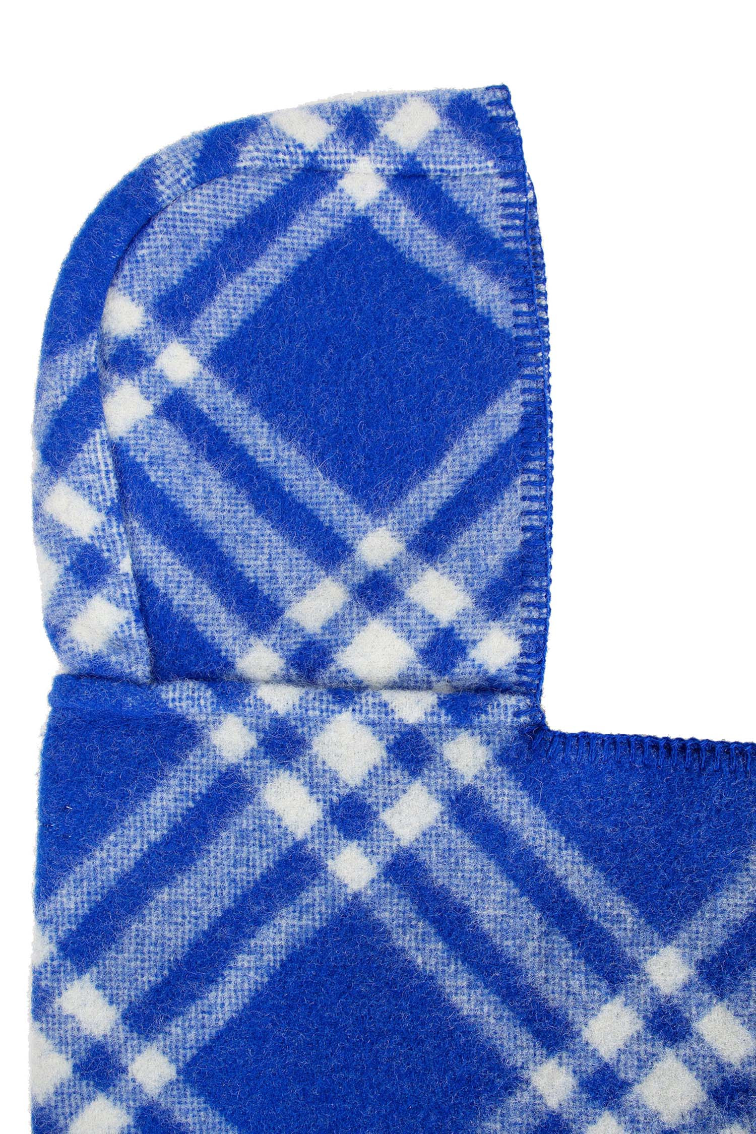 Check Wool Hooded Scarf - 3