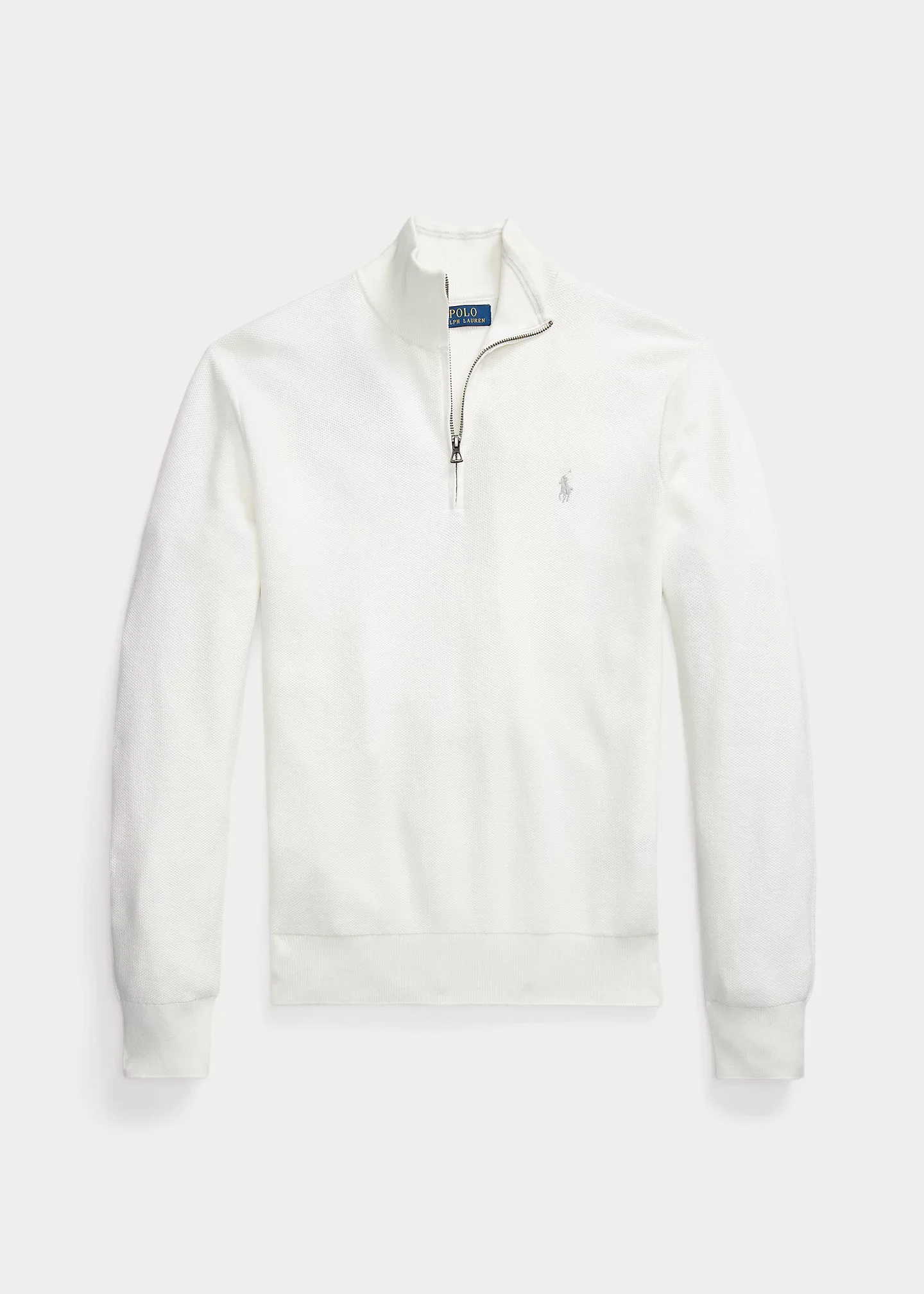 Mesh-Knit Cotton Quarter-Zip Sweater - 1