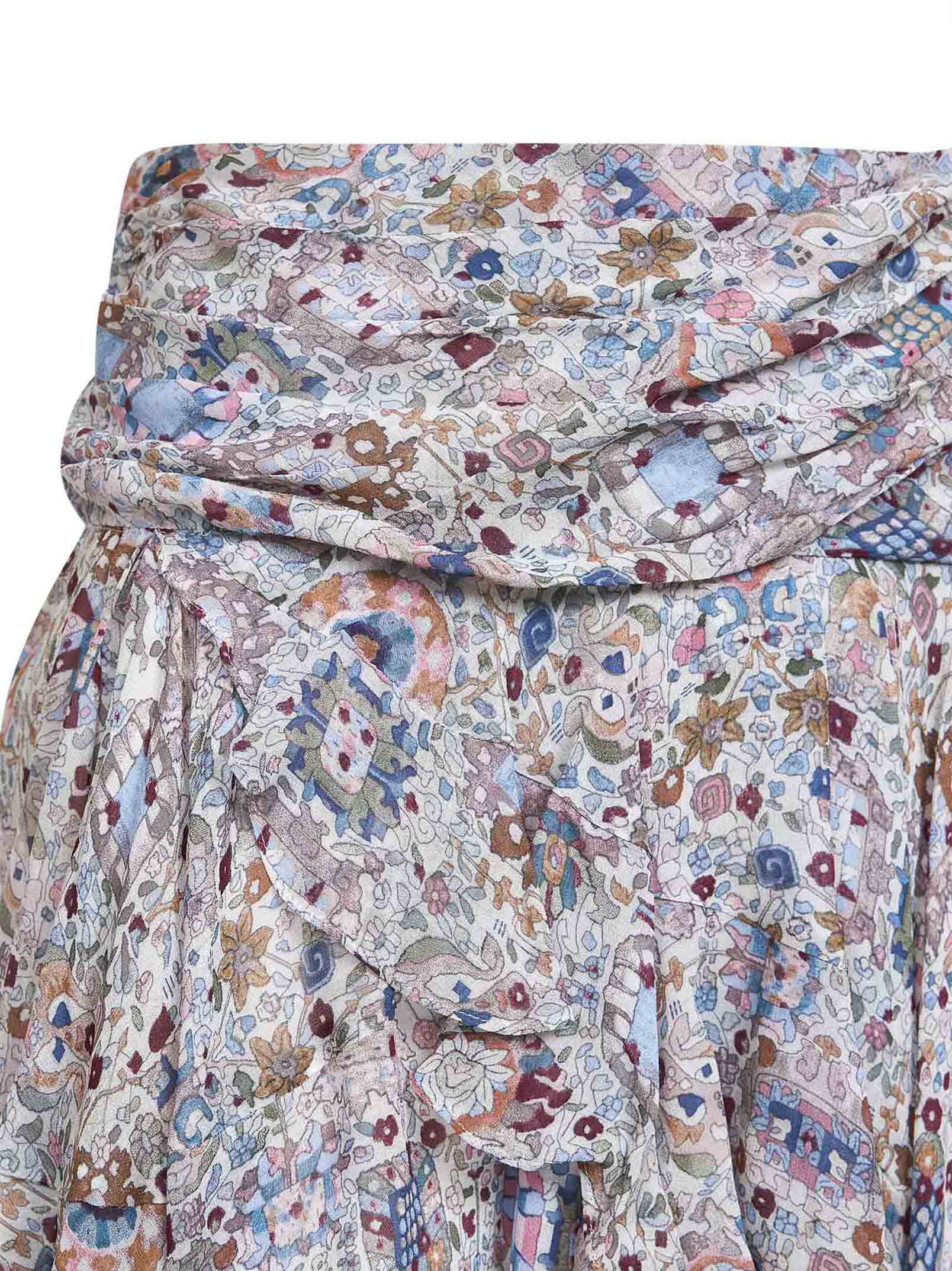 Ecru printed georgette Berenicia miniskirt - 3