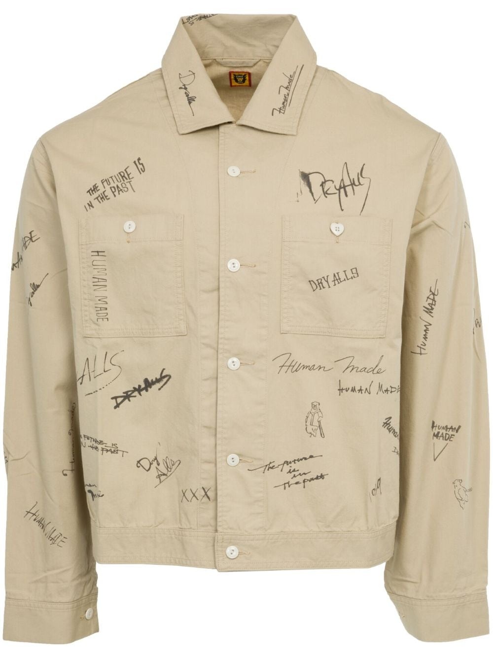 text-print cotton shirt jacket - 1