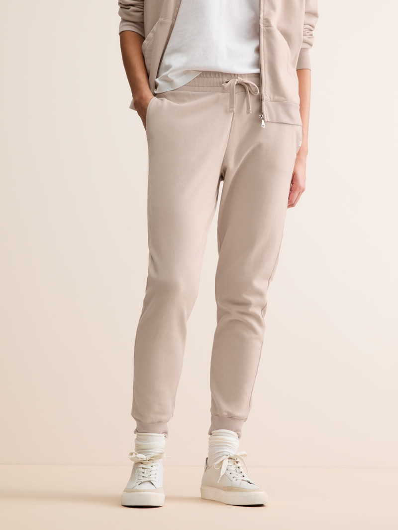 Women's Cuffed Sweatpants Quinn Cotton Modal Beige Pink 4
