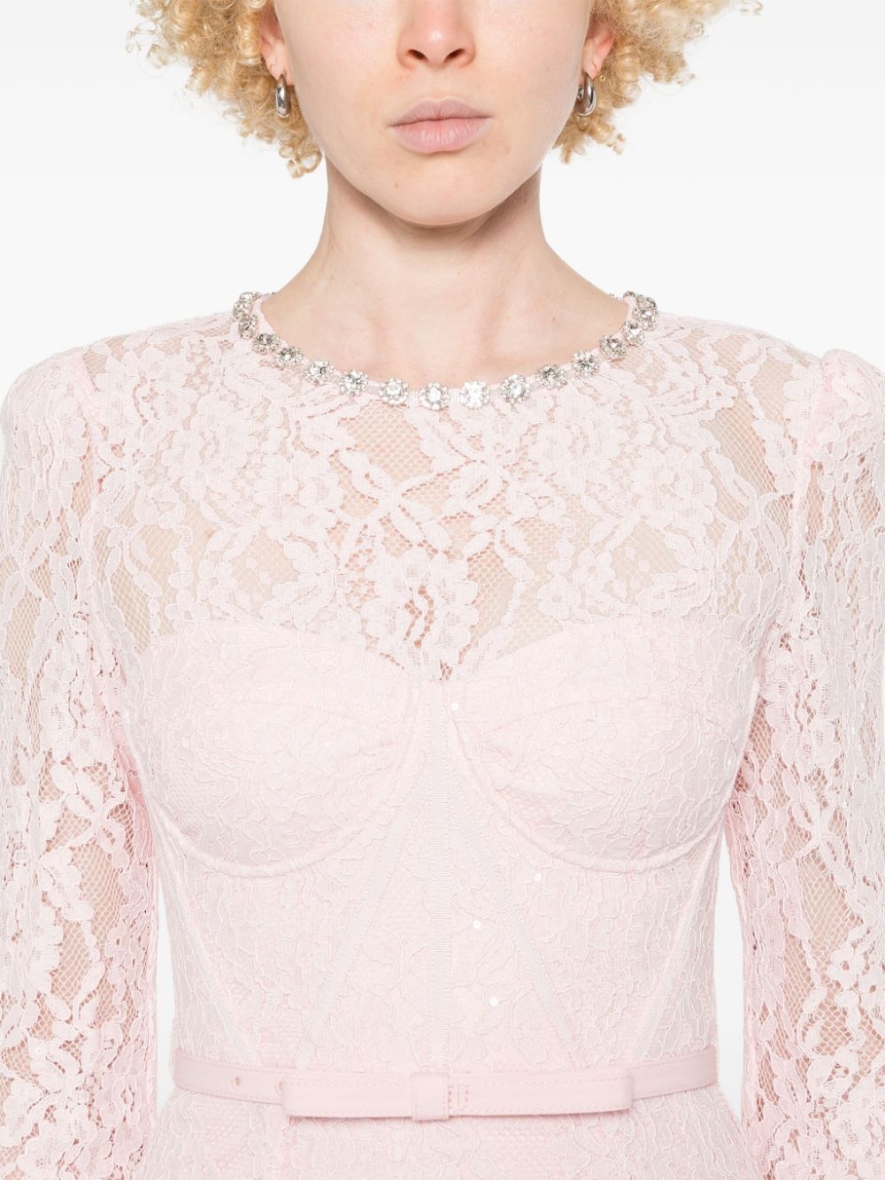 lace bustier midi dress - 5