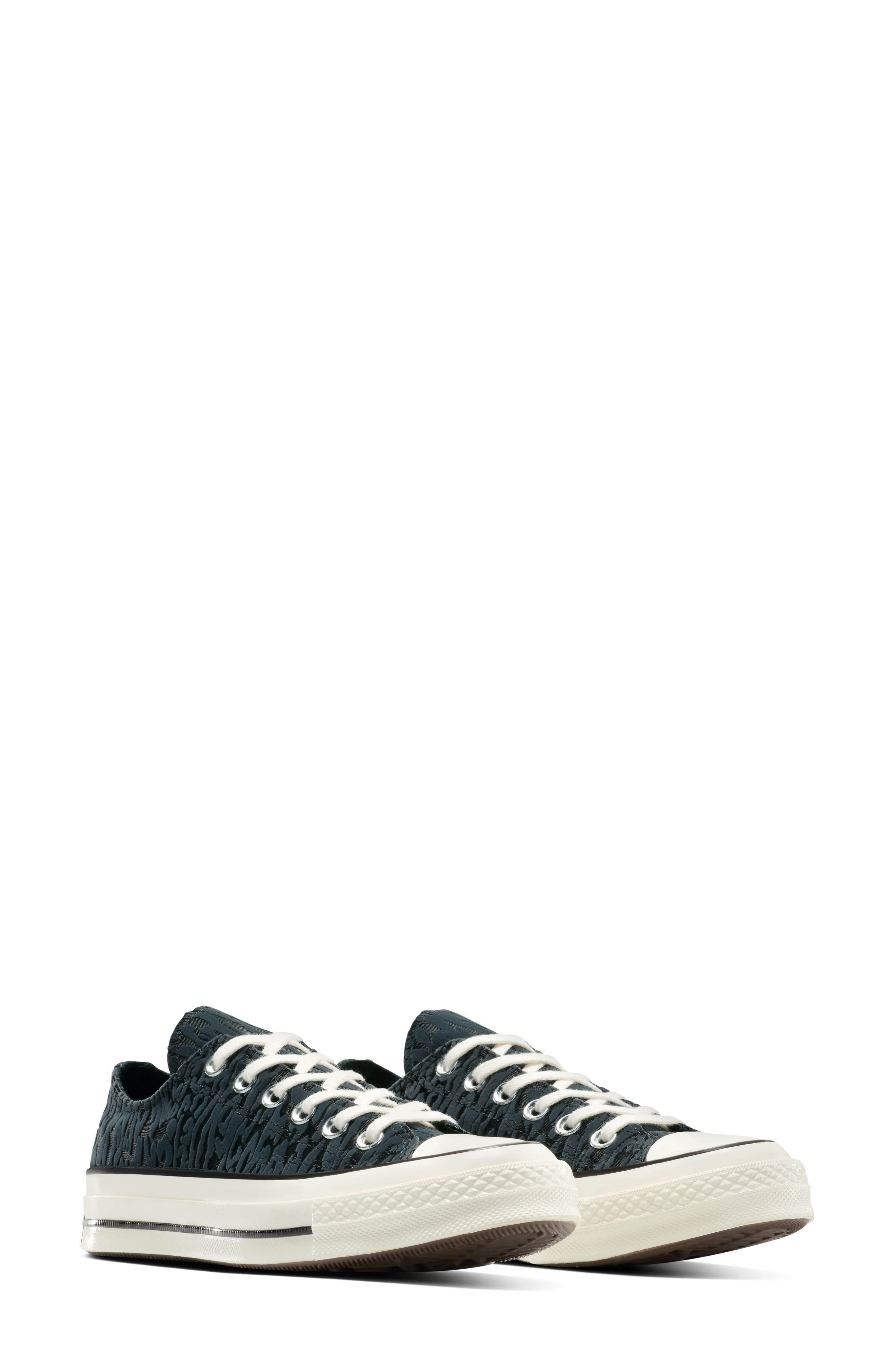 Converse Gender Inclusive Chuck 70 Leopard Flocked Satin Low Top Sneaker in Black/Total Eclipse/Egre - 8