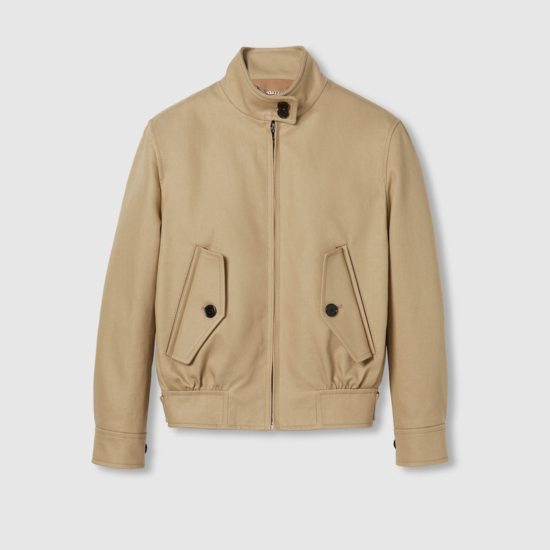 Embossed cotton drill bomber jacket 1