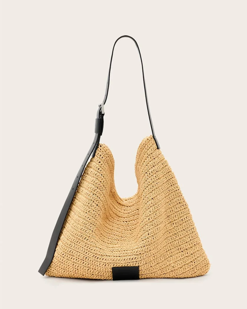 ASHA WOVEN STRAW HOBO SHOULDER BAG - 1