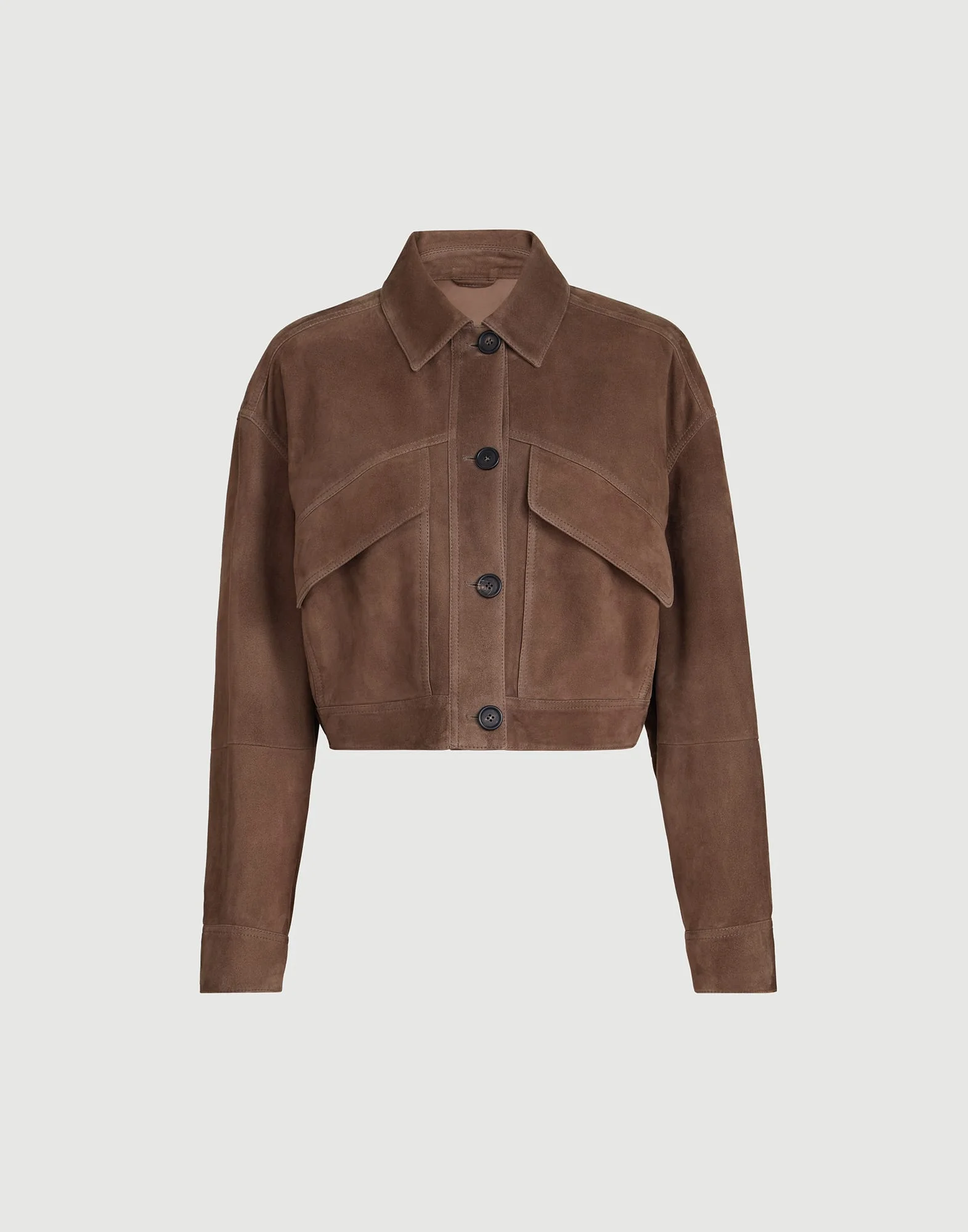 Couture suede cropped outerwear jacket with monili - 1