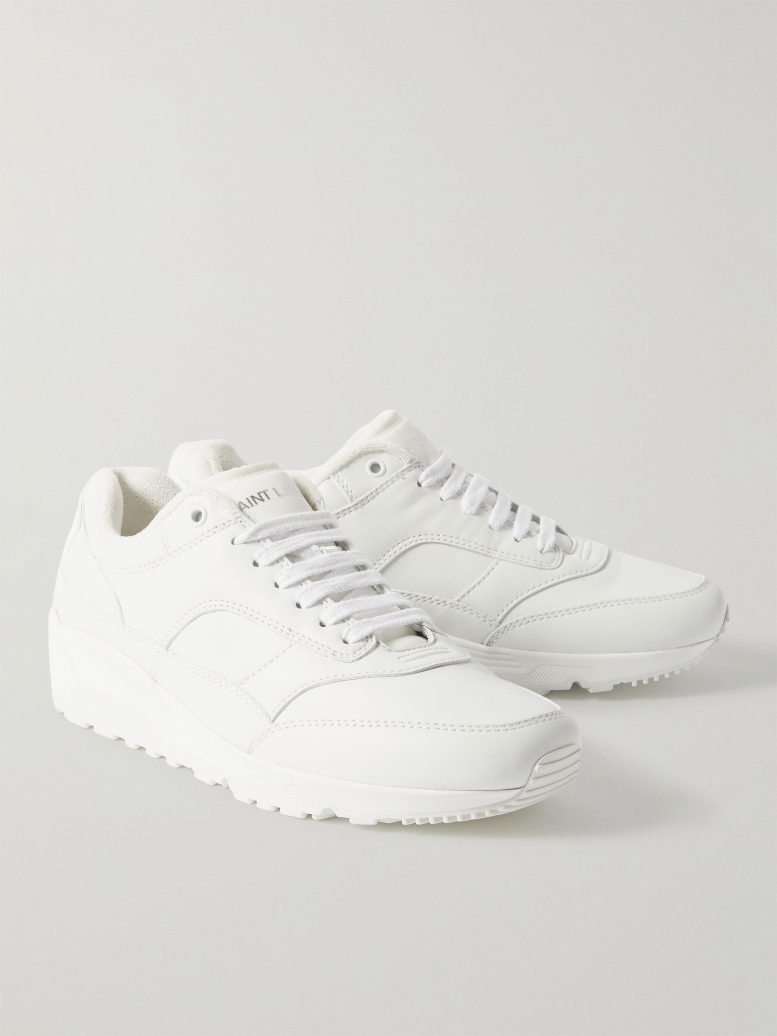 Bump Leather Sneakers White - 4