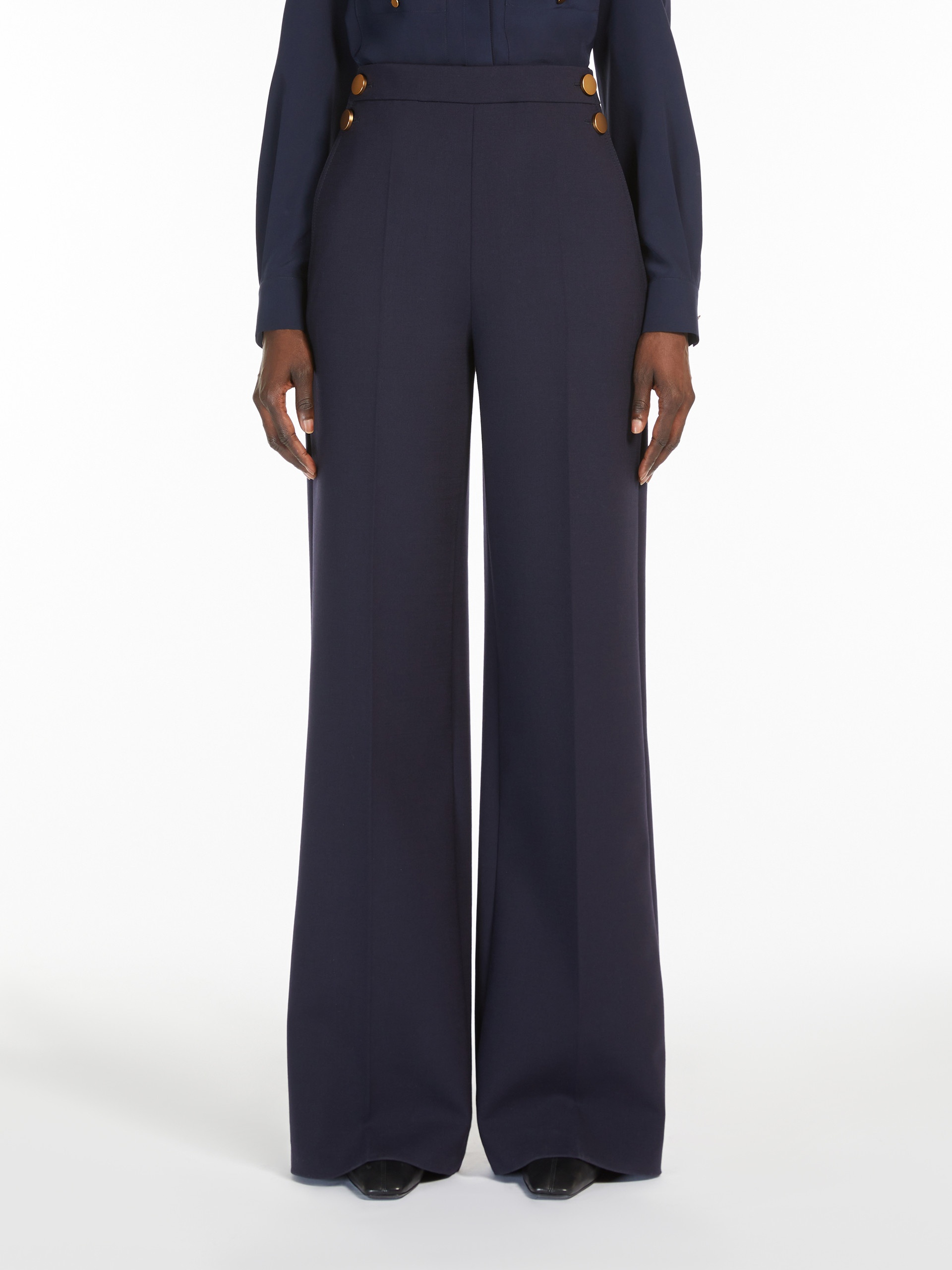 POLONIA Wide-leg wool canvas trousers - 3