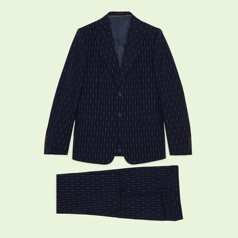 Horsebit striped wool formal suit 1