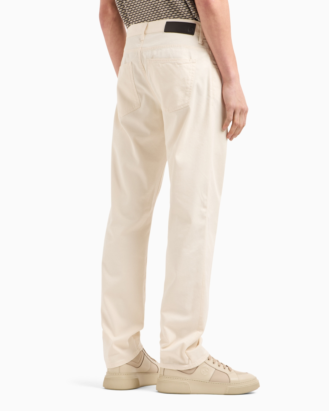 STRETCH COTTON AND SILK, REGULAR-FIT, FIVE-POCKET TROUSERS - 3
