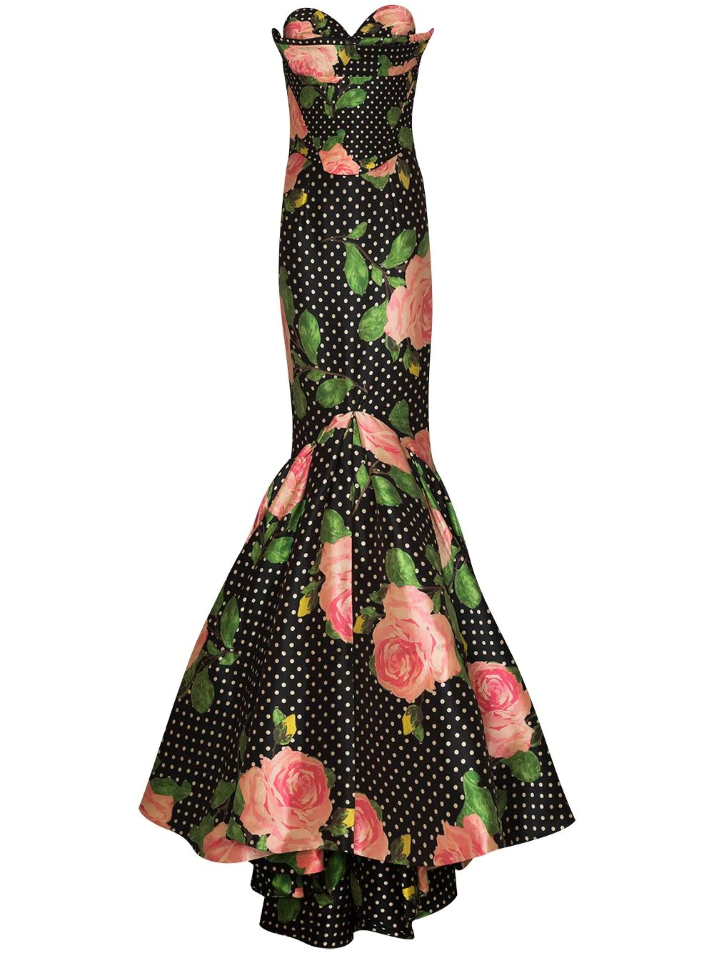 floral polka-dot print mermaid-fit gown - 1