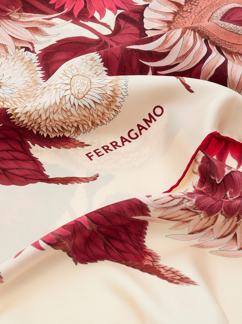 FERRAGAMO Sunflower print silk scarf outlook