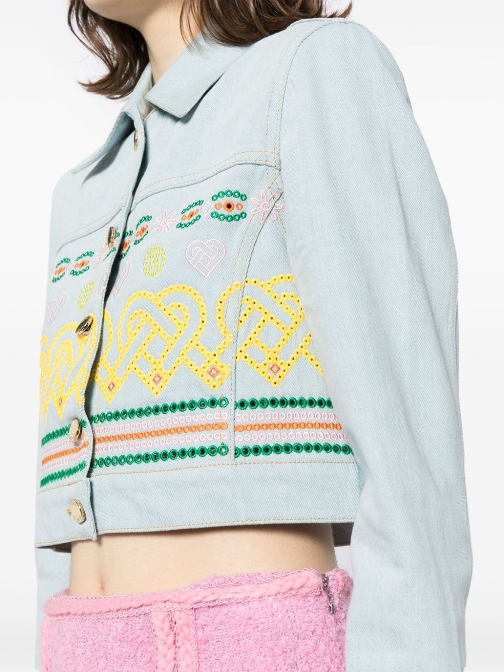 embroidered-detail denim jacket - 5