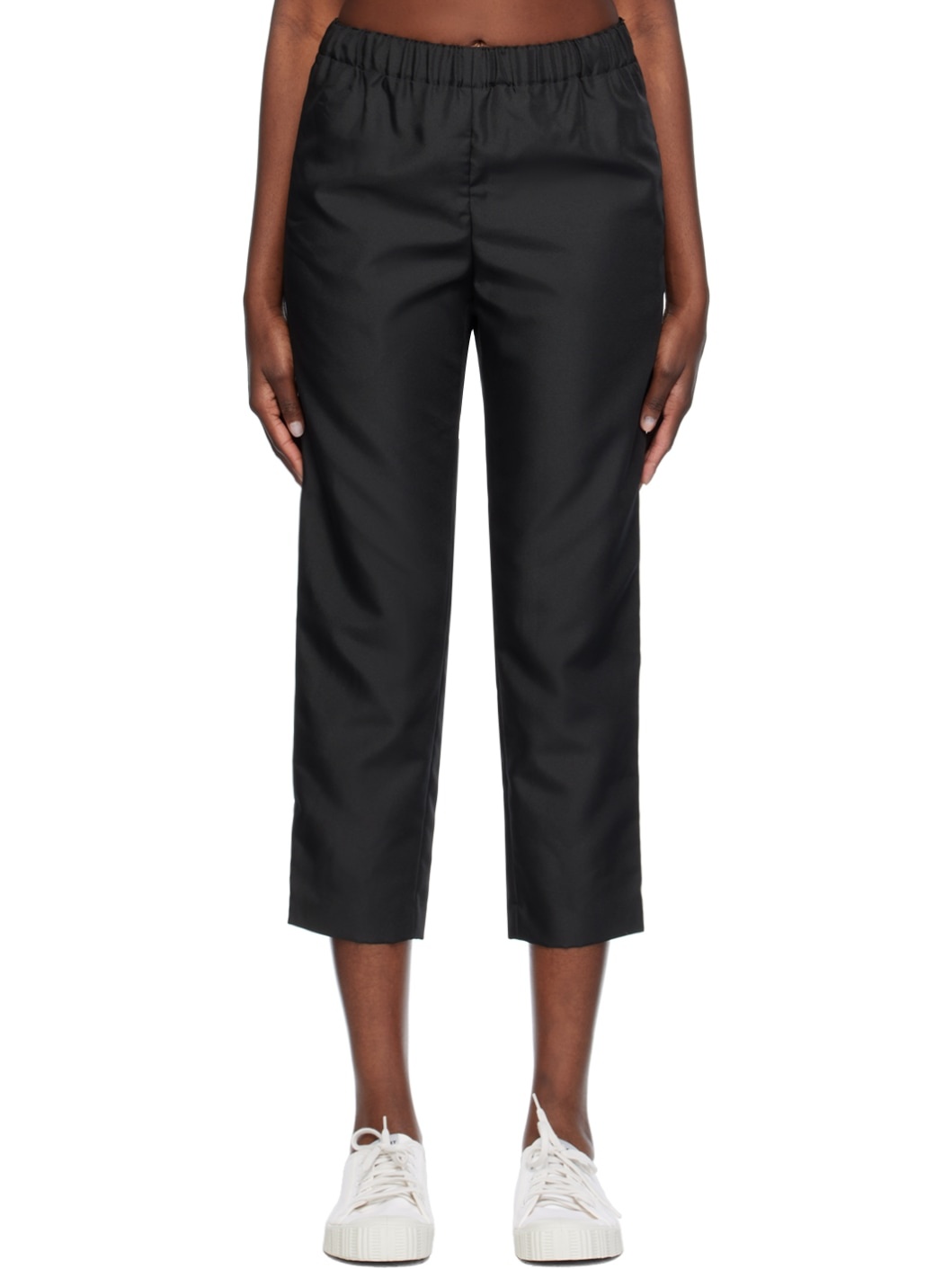 Black Garment-Washed Trousers - 1