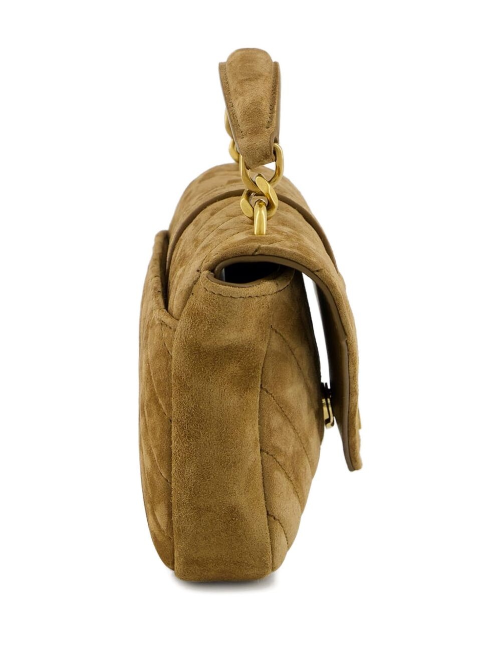 College chevron-quilted suede shoulder bag - 4