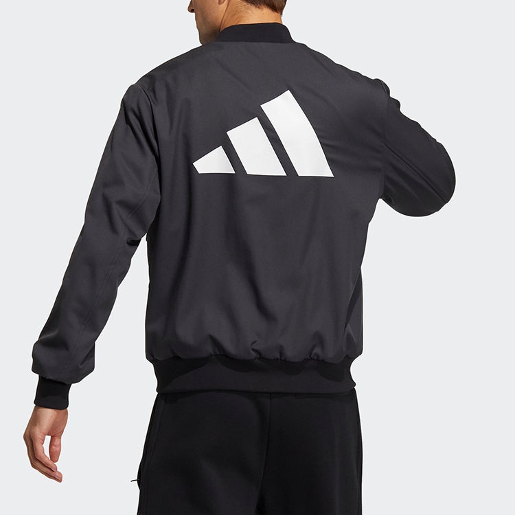 adidas Fi Jkt Wv Bomb Logo Printing Fleece Lined Stay Warm Sports Jacket Black GP0975 - 4