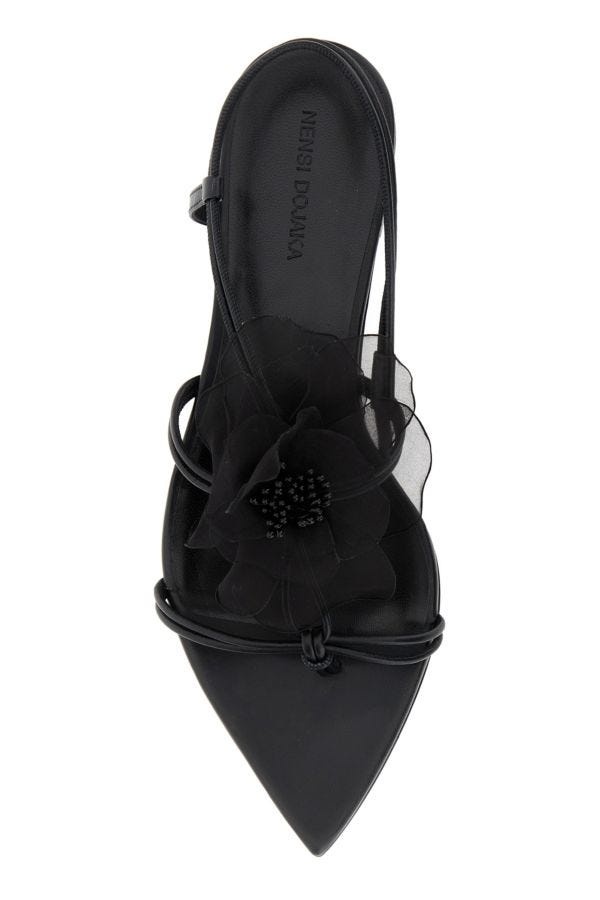 Black nappa leather thong sandals - 4