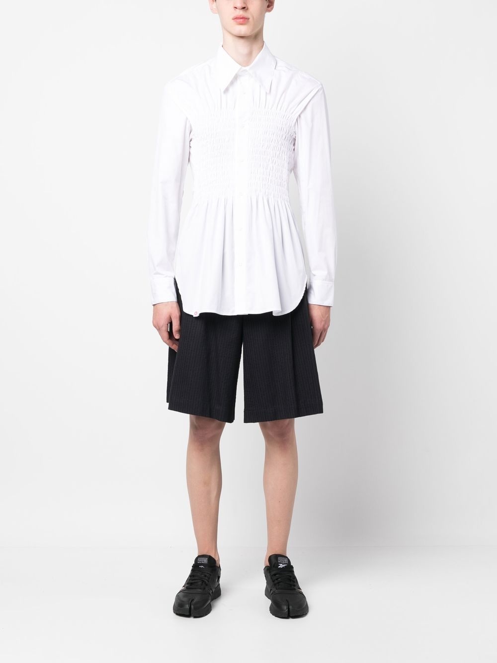 smocking stitch long-sleeve shirt - 2