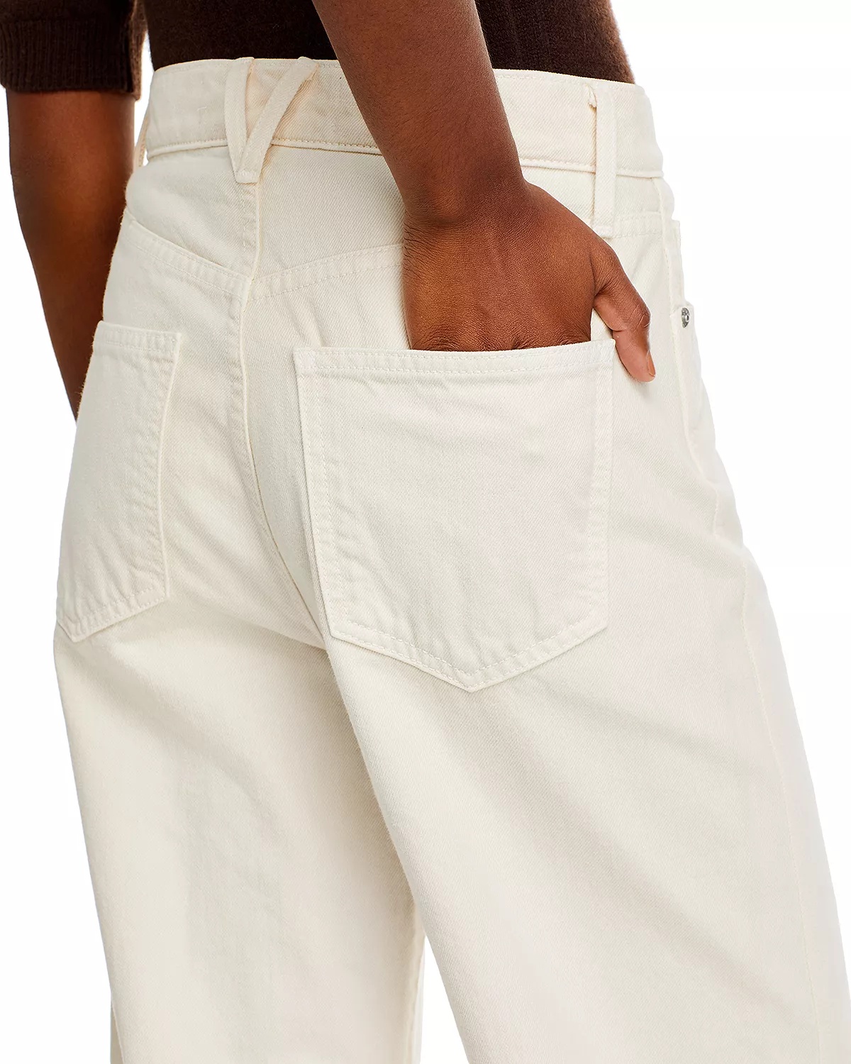 Taylor Cropped Wide Leg Jeans in Ecru - 8
