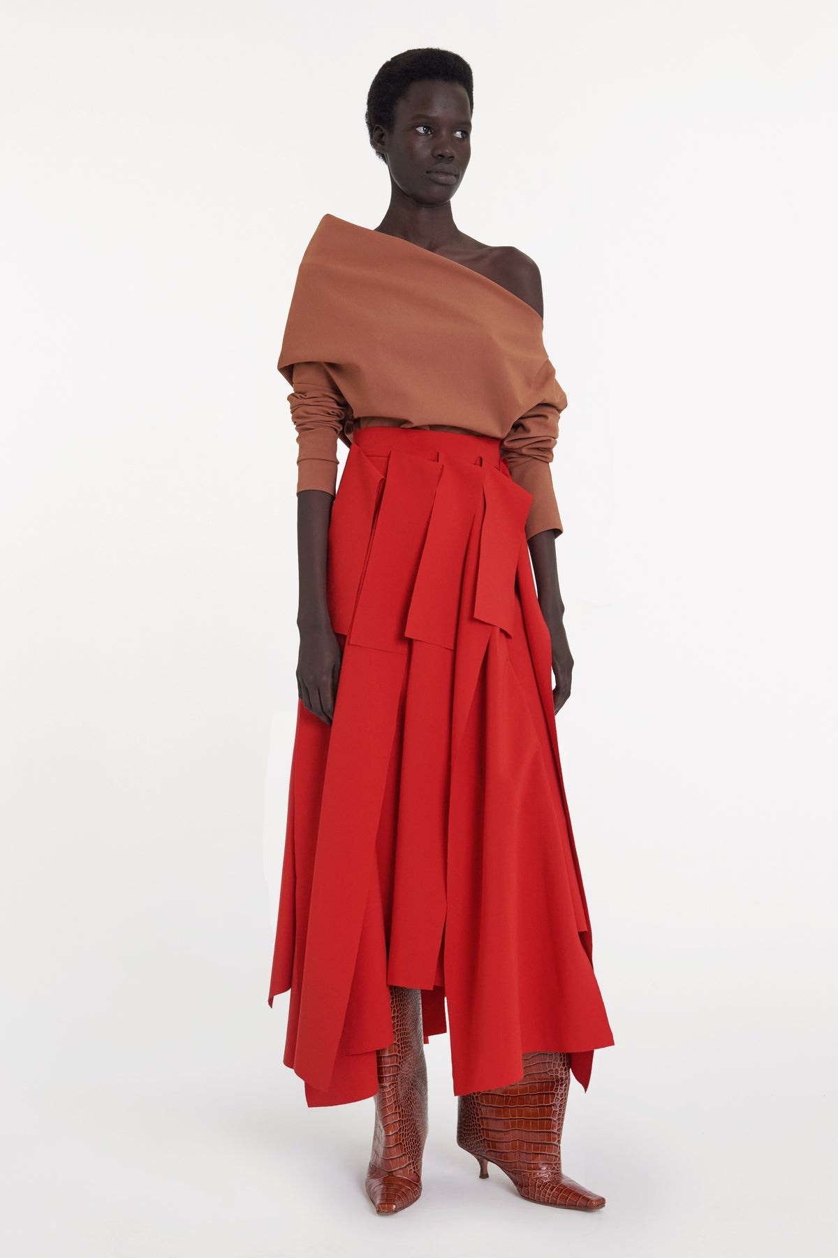 MULTIPLE ASYMMETRIC PANELS SKIRT RED - 5