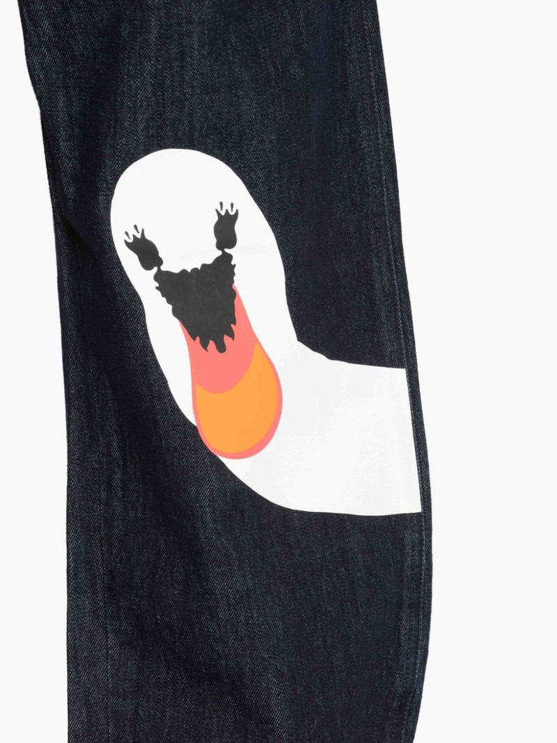 SWAN PRINTED CURVED DENIM JEANS 5