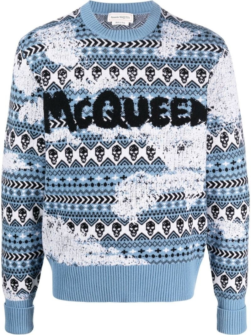 graffiti-logo Fair Isle knit jumper - 1