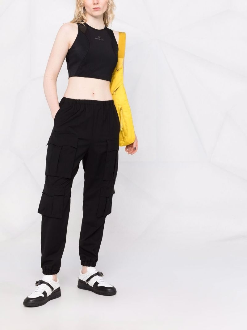 logo print panelled cropped top - 2