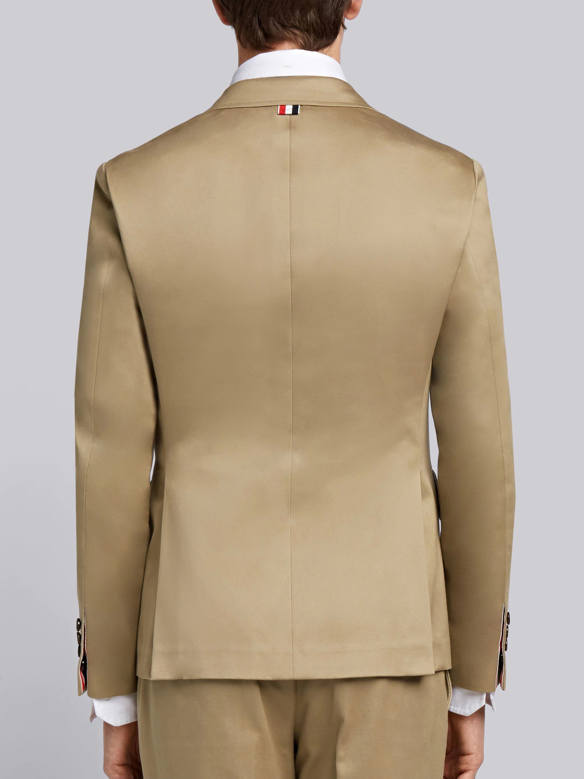 Camel Cotton Unconstructed Single Breasted 4-Bar Classic Jacket - 3