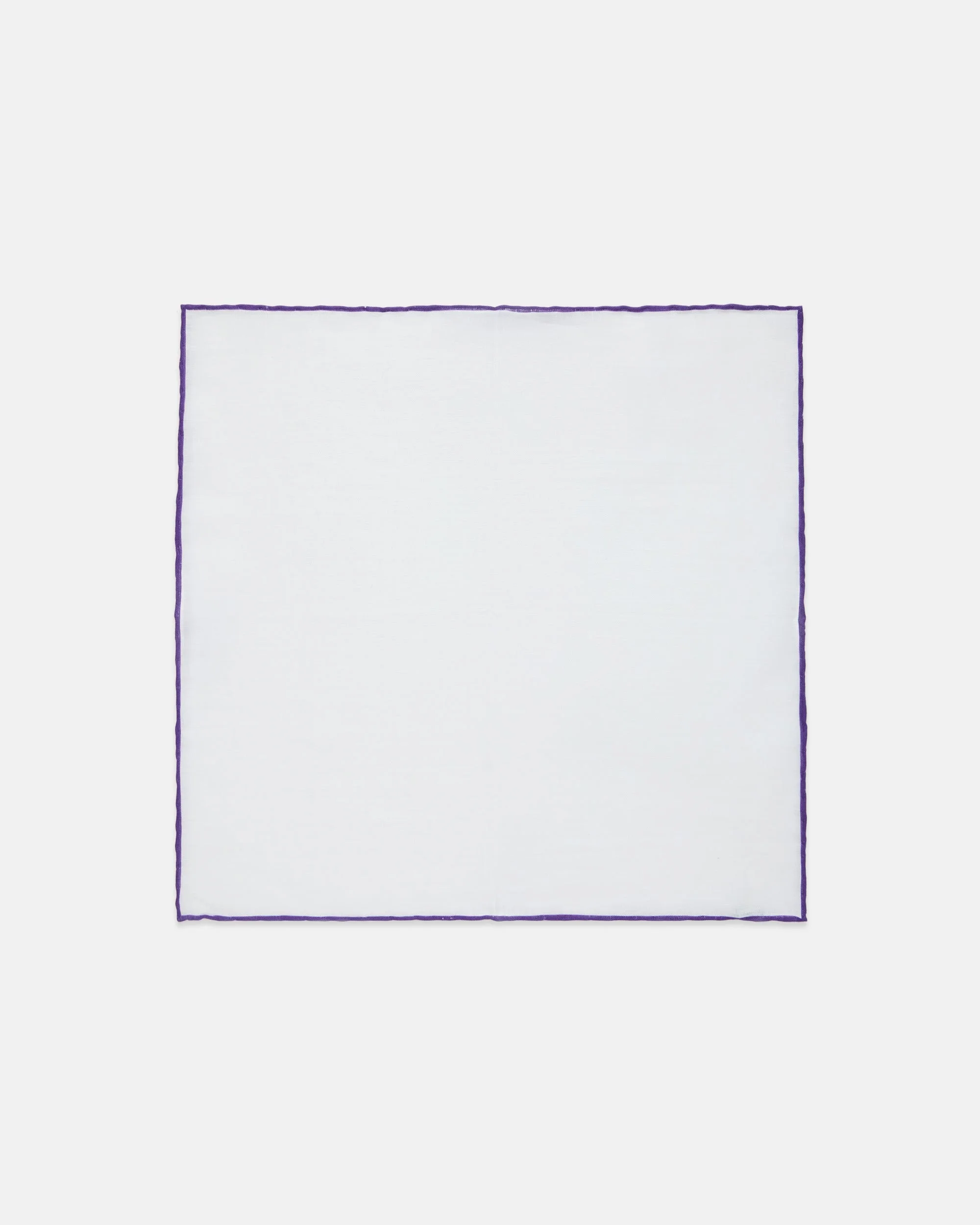 MADE-IN-ITALY WHITE WITH PURPLE EDGE LINEN POCKET SQUARE - 1