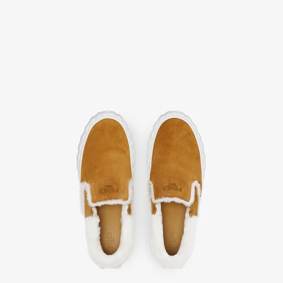 Yellow suede slip-ons - 4