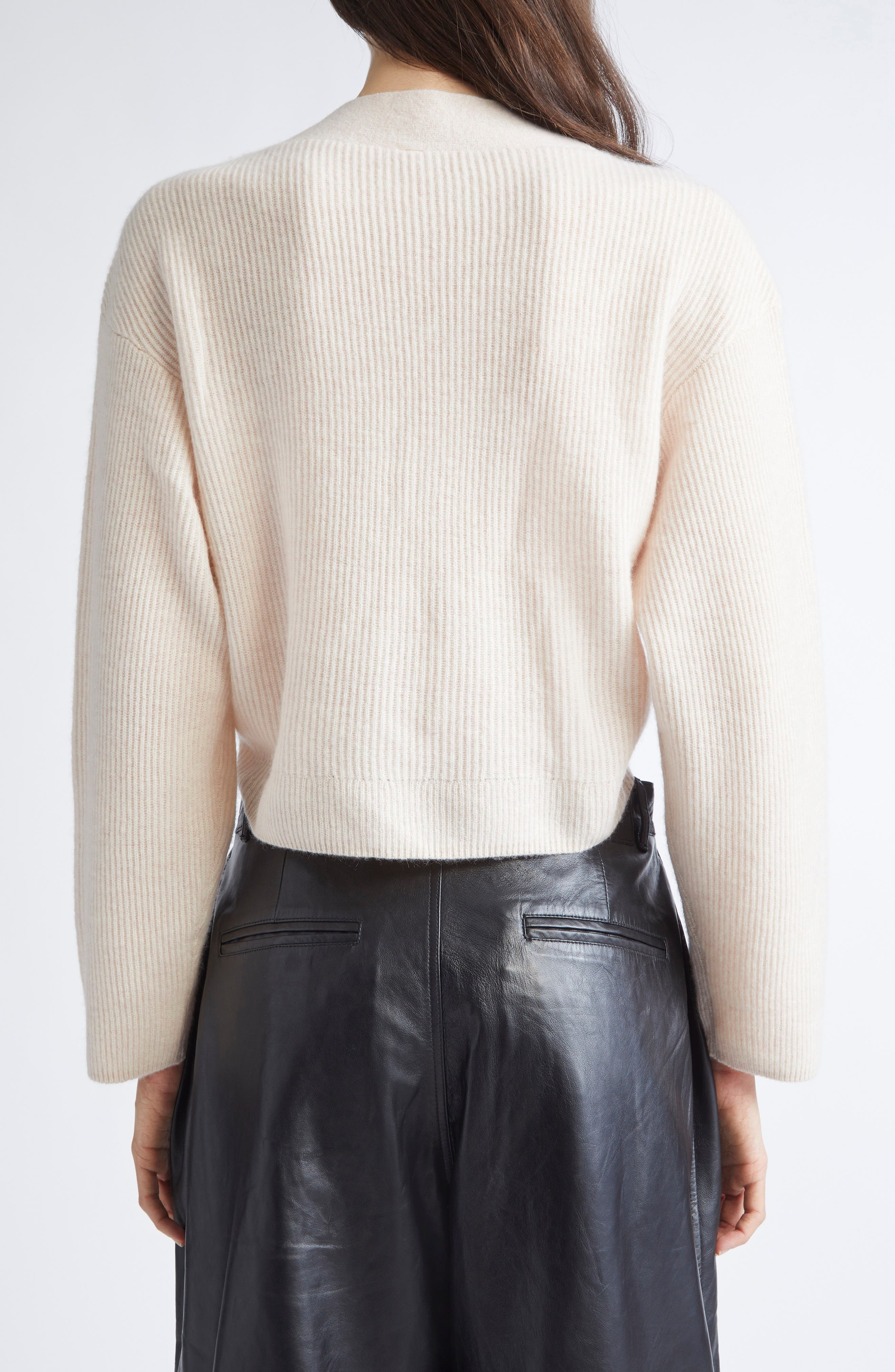 R13 Rib Twisted Hem Cashmere Cardigan in Oatmeal at Nordstrom - 3