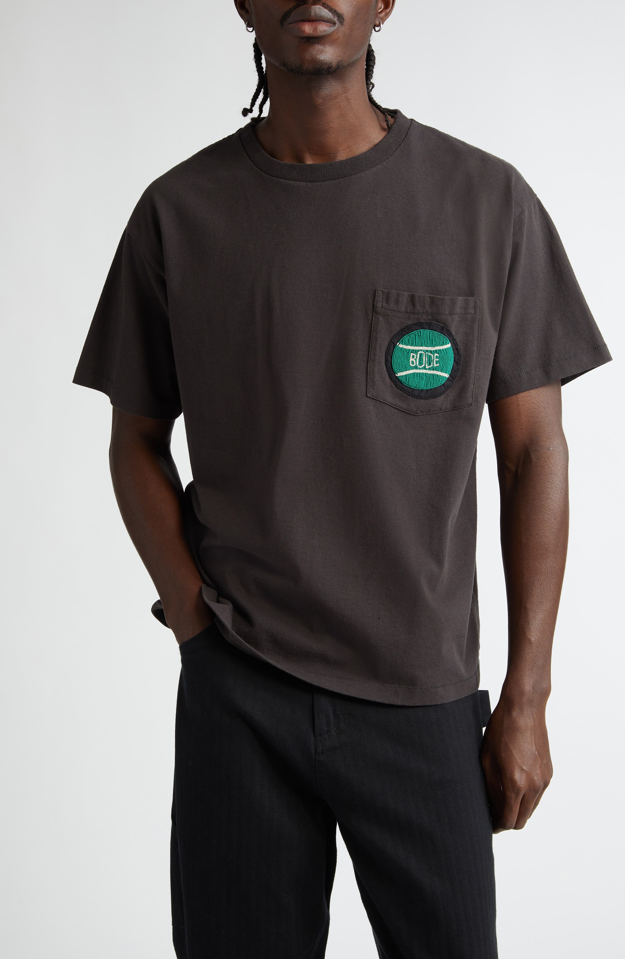 Bode Game Point Beaded Pocket T-Shirt in Black at Nordstrom - 1