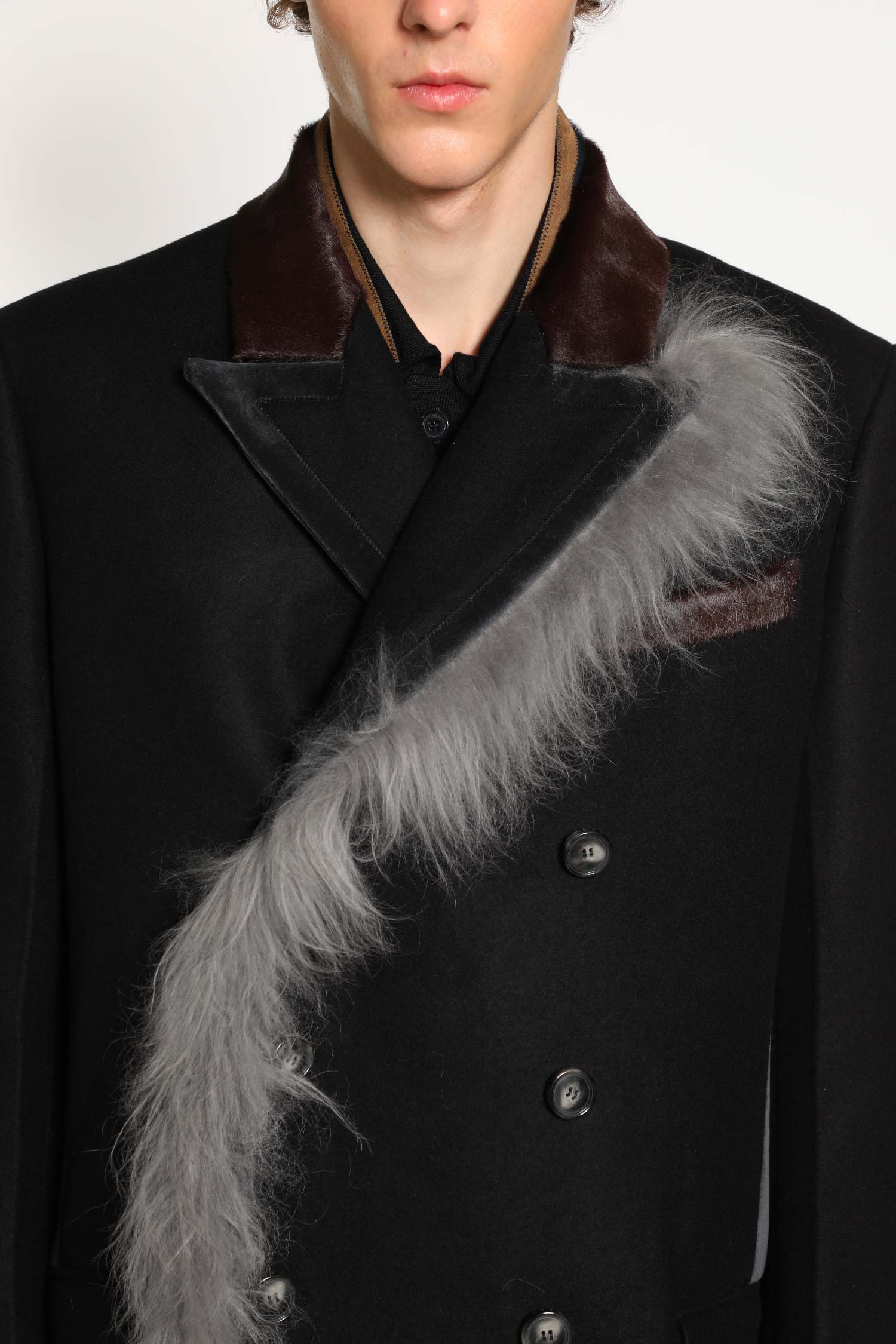 Wool Felt Coat With Fur Trim - 5