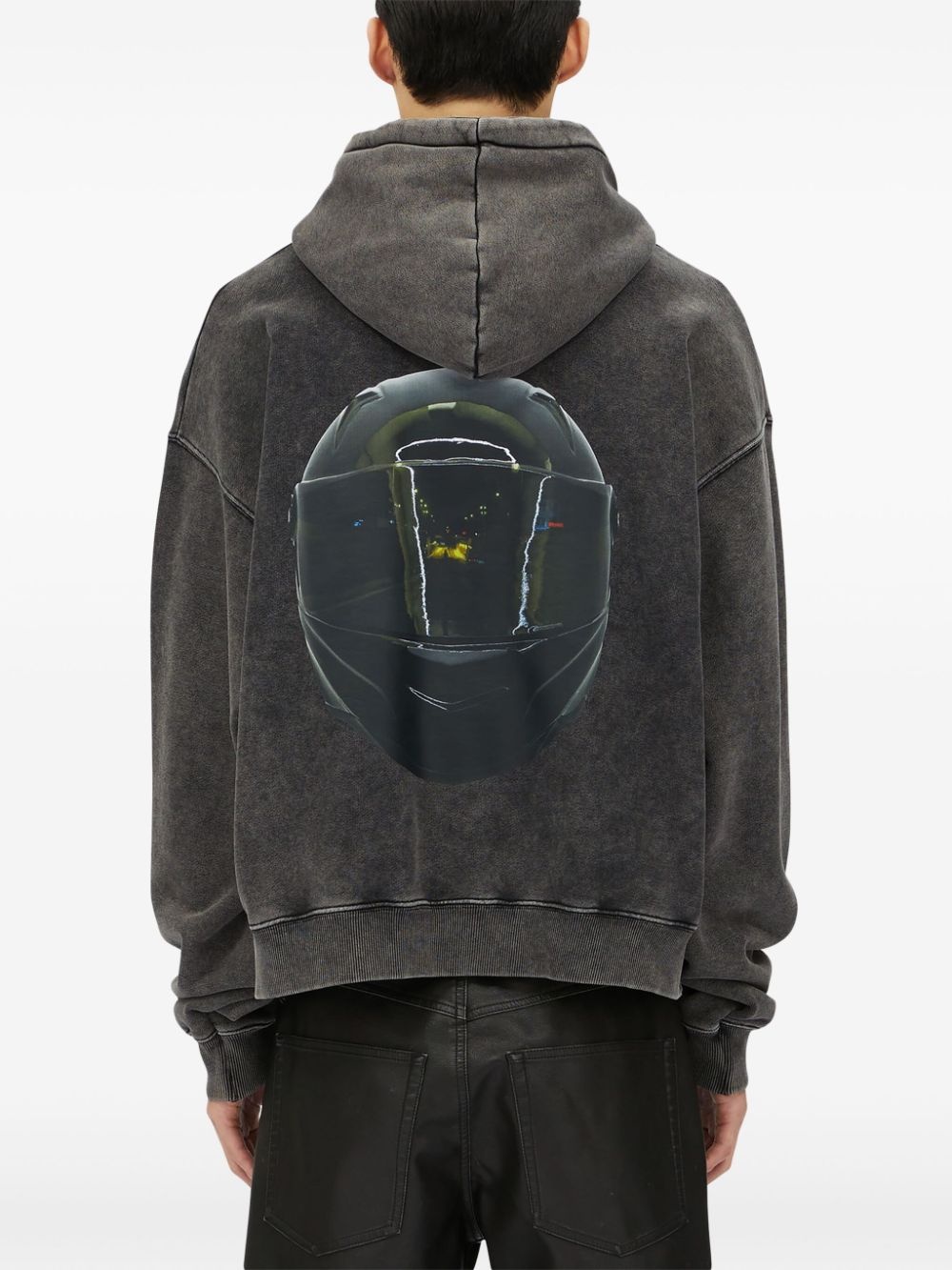 helmet print drawstring hoodie - 4