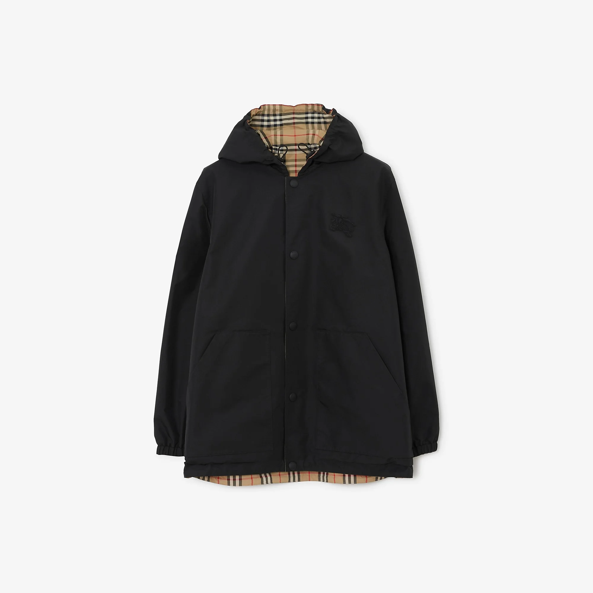 Reversible Check Nylon Hooded Jacket - 1